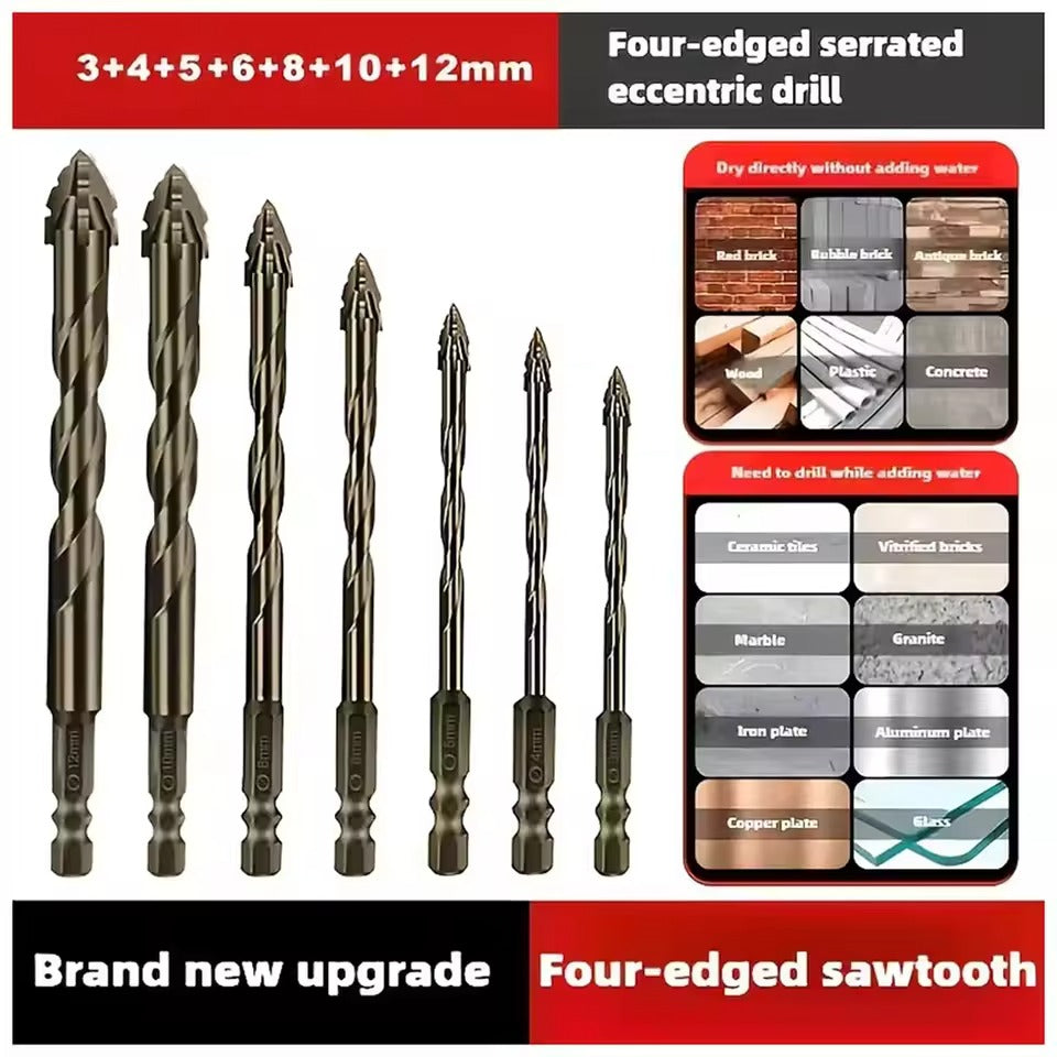 Powerful Four-Edged Drill Bit Set