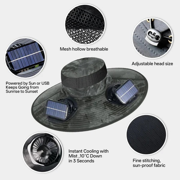 Misting Solar Fan Hat