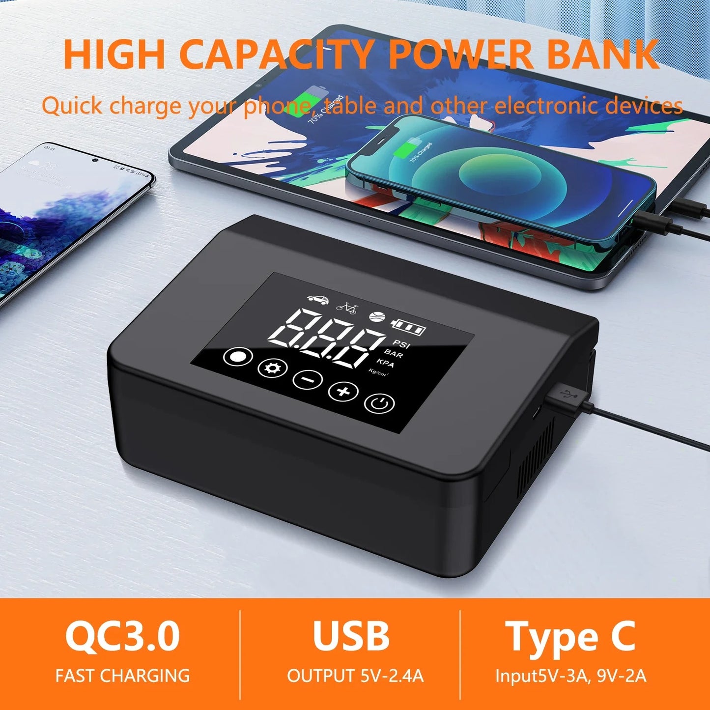 Portable Jump Starter with Air Compressor